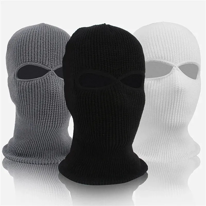 1PC Winter Knit Cap Warm Soft 2 Holes Full Face Ski Hat Hood Motorcycle Helmet Army Tactical Hat Fashion Women Men