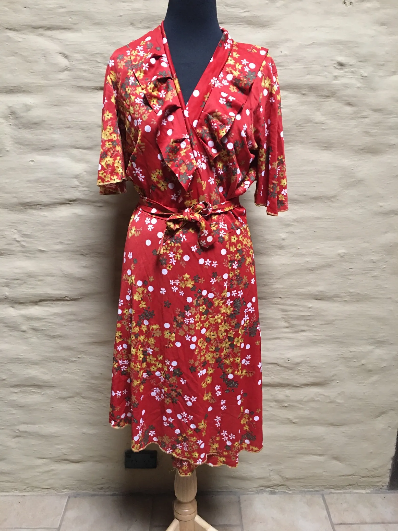 70s Vintage Wrap Around Dress #C069 FREE AUS POSTAGE