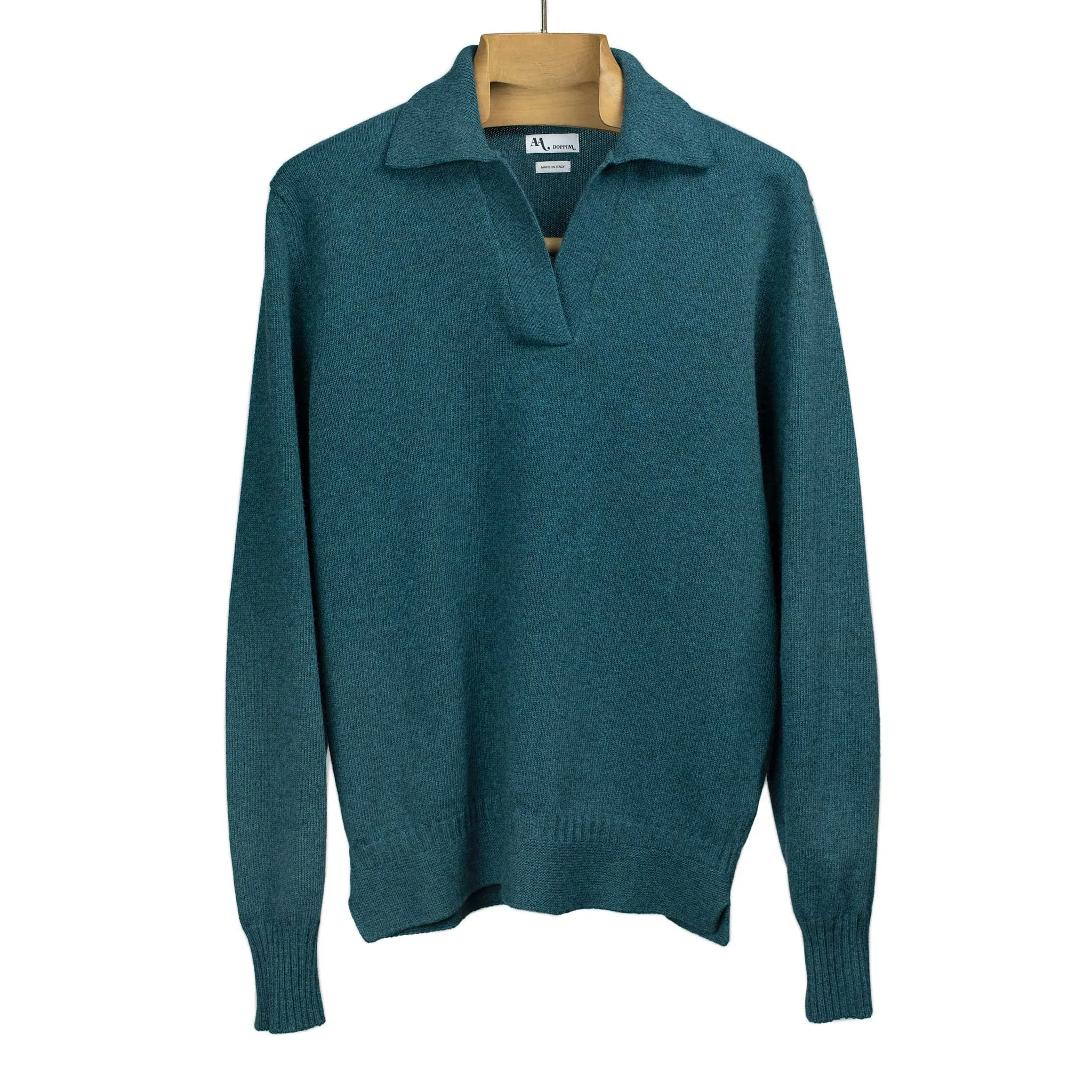 Aagro skipper polo in teal wool