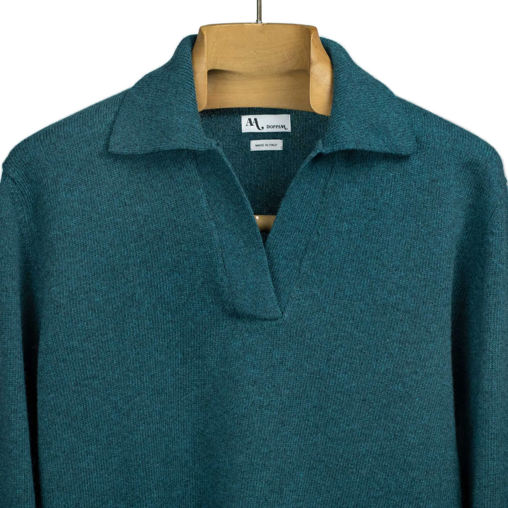 Aagro skipper polo in teal wool