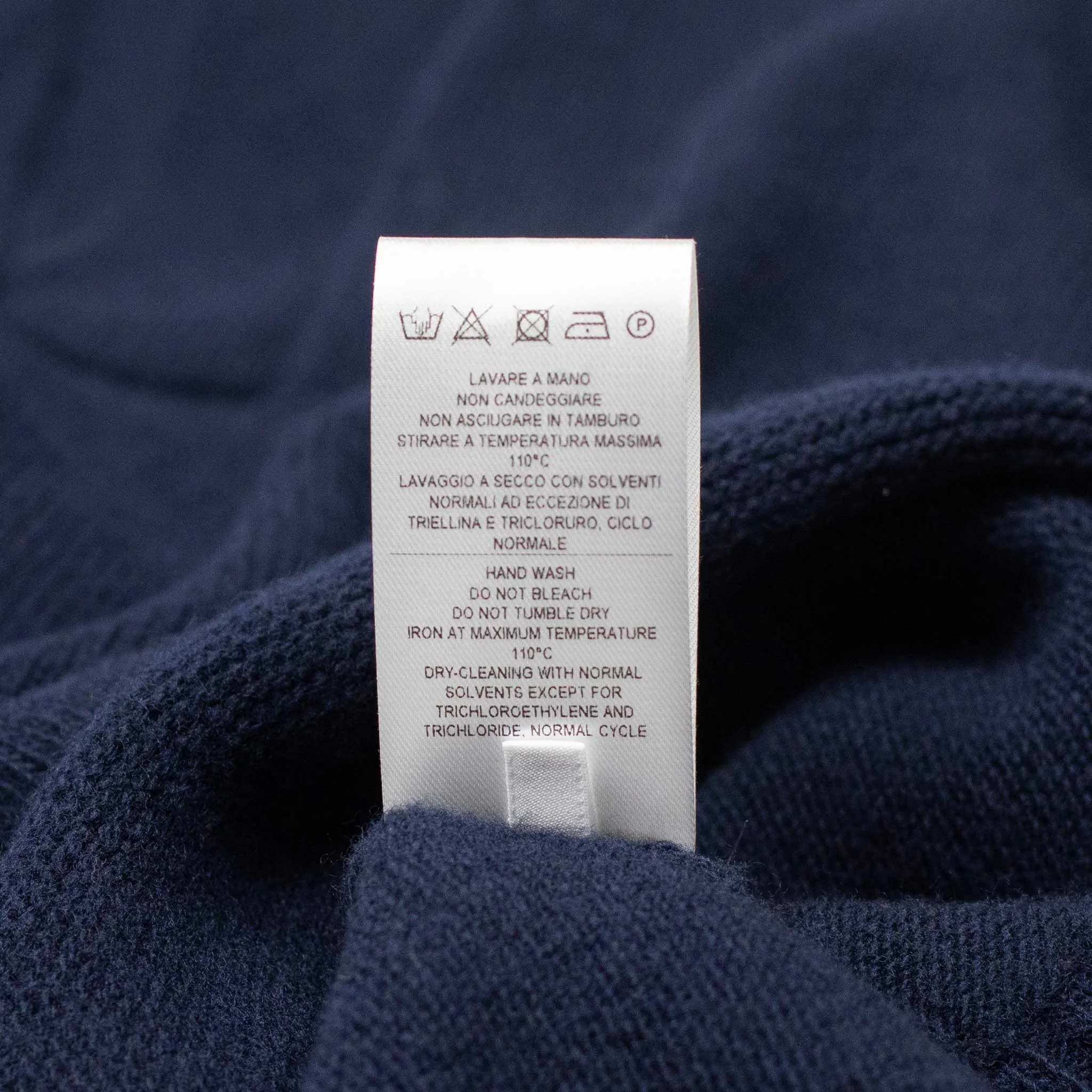 Aagro skipper style polo sweater in navy blue wool