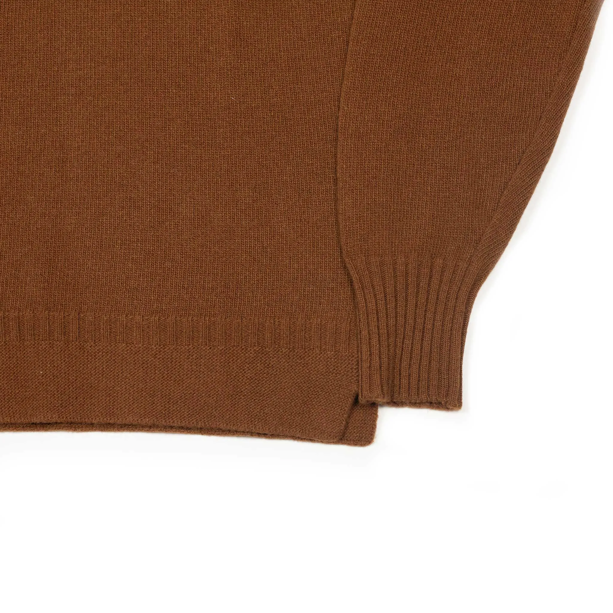 Aagro skipper style polo sweater in tobacco brown wool