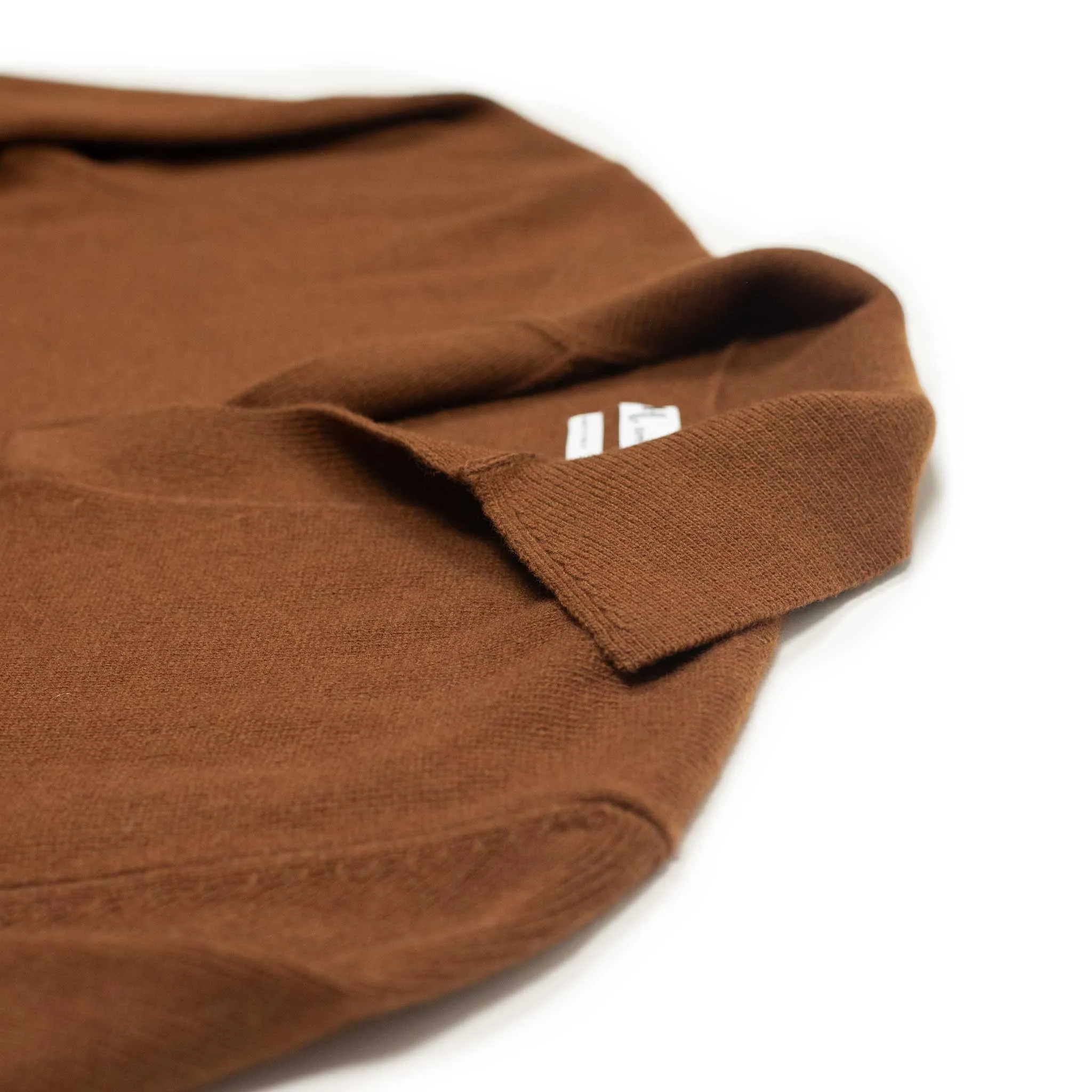 Aagro skipper style polo sweater in tobacco brown wool