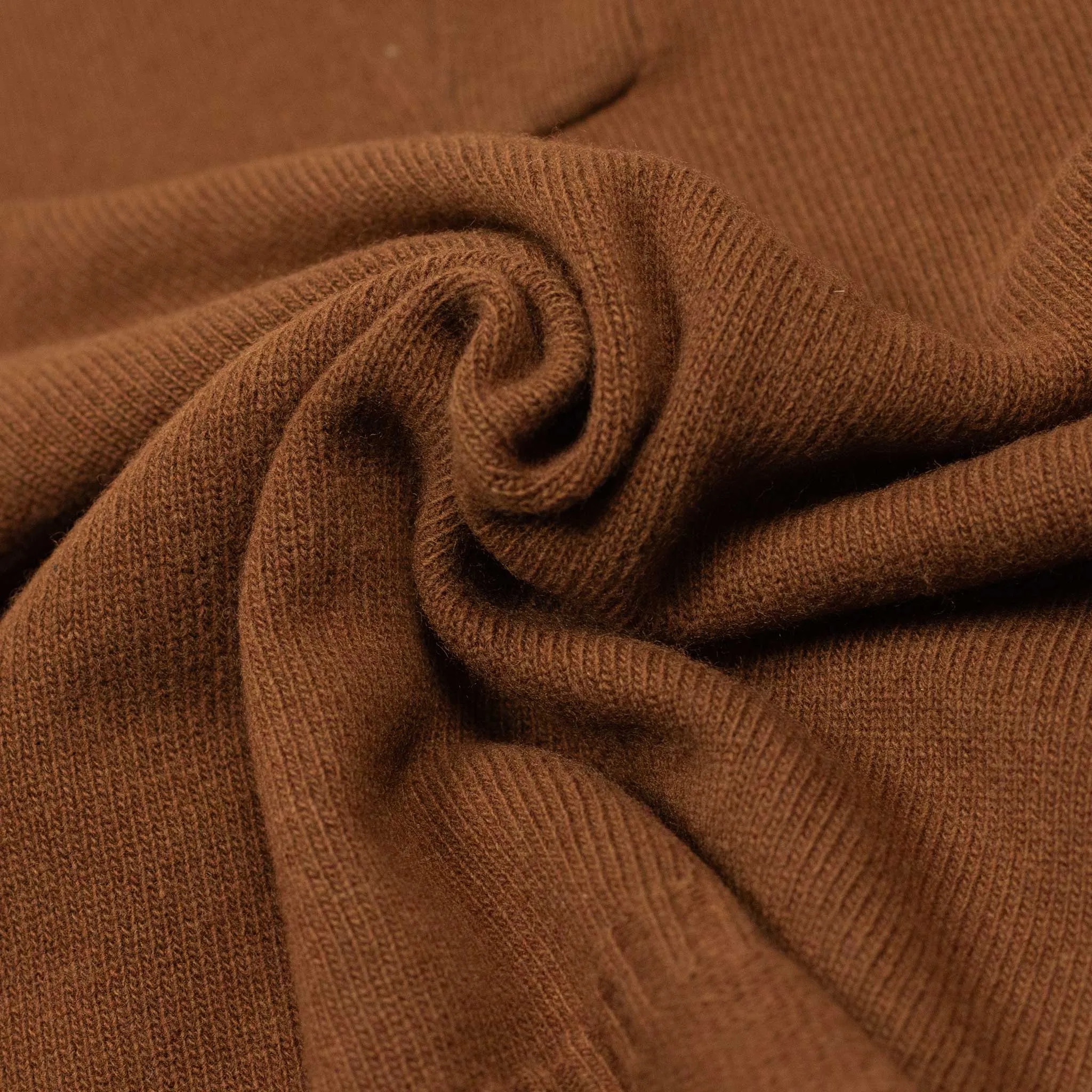 Aagro skipper style polo sweater in tobacco brown wool