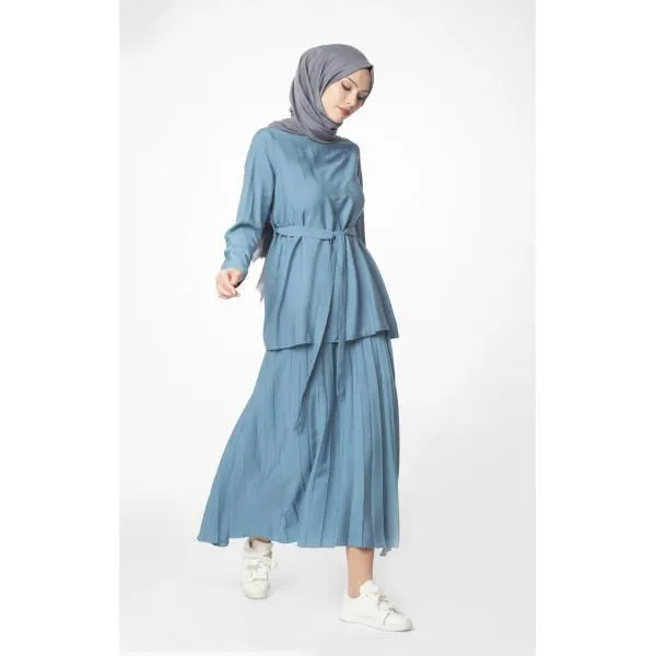 Abaci Solid Tunic & Skirt Set 13343 Blue