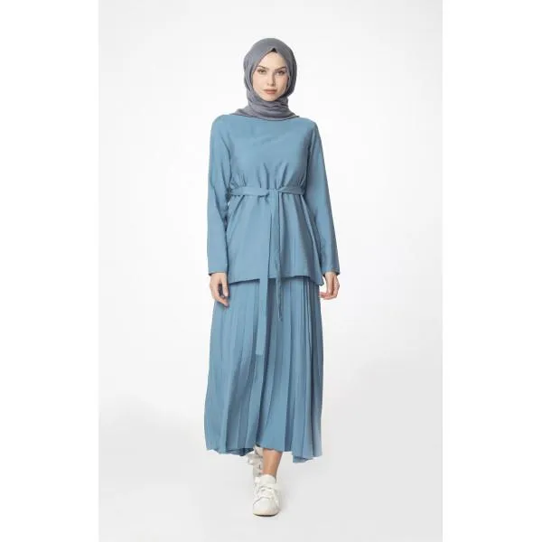 Abaci Solid Tunic & Skirt Set 13343 Blue