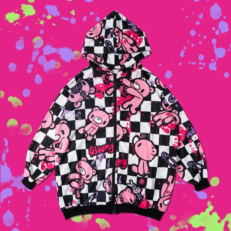 ACDC RAG and Gloomy Bear checkered hoodie