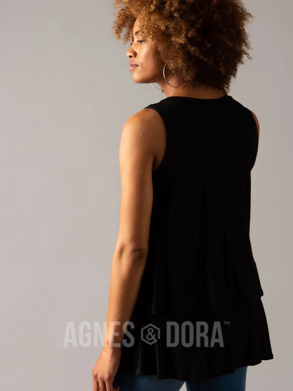 Agnes & Dora™ XS Black Tiered Tunic