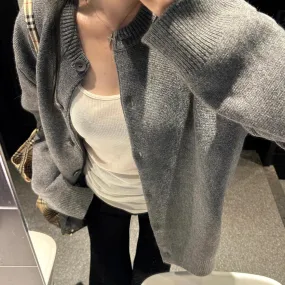 Aiertu trending fall outfits Gray Lazy Sweater Coat Autumn and Winter Women's Early Autumn Chic Top Korean Style Sweater