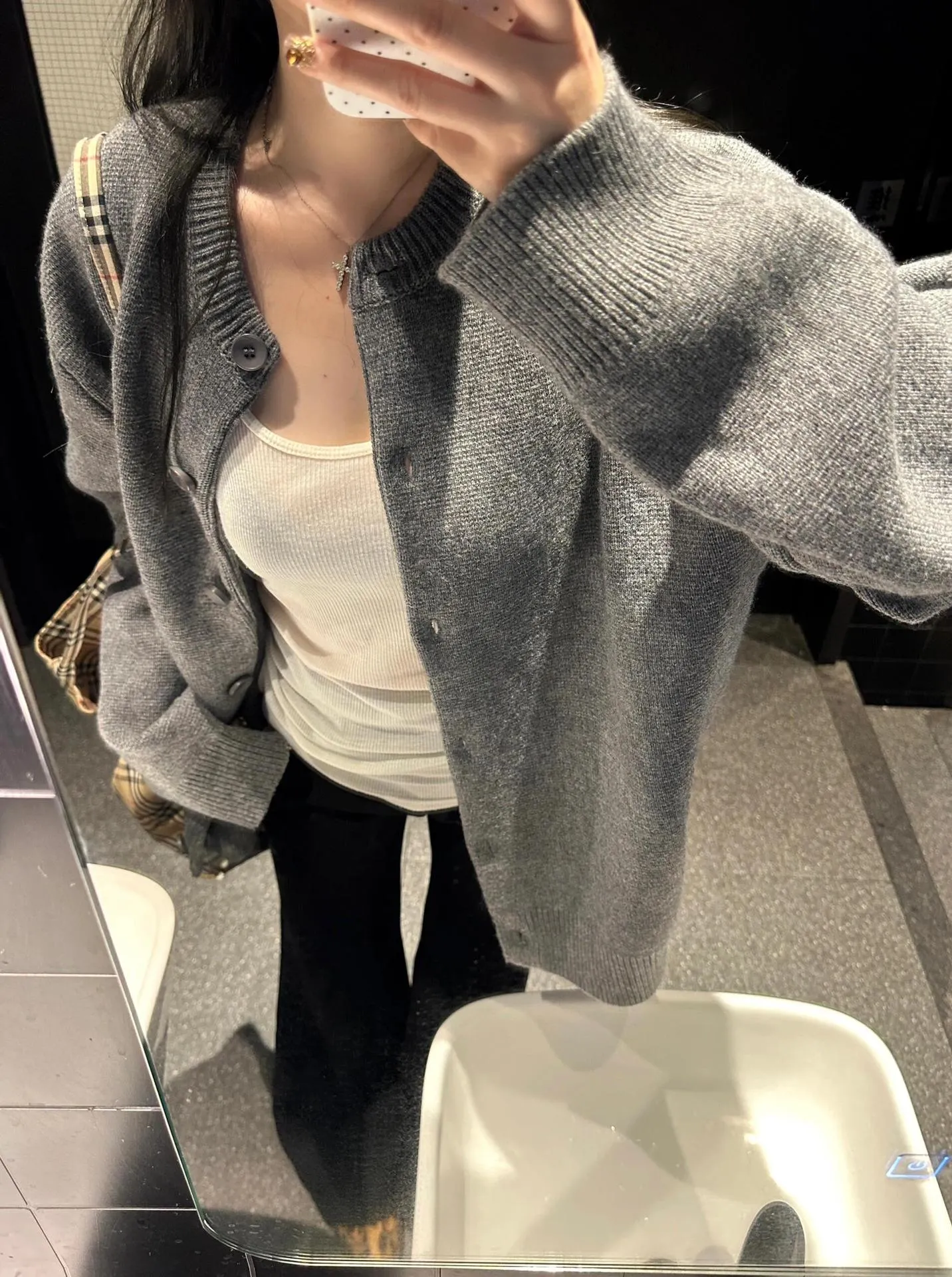 Aiertu trending fall outfits Gray Lazy Sweater Coat Autumn and Winter Women's Early Autumn Chic Top Korean Style Sweater