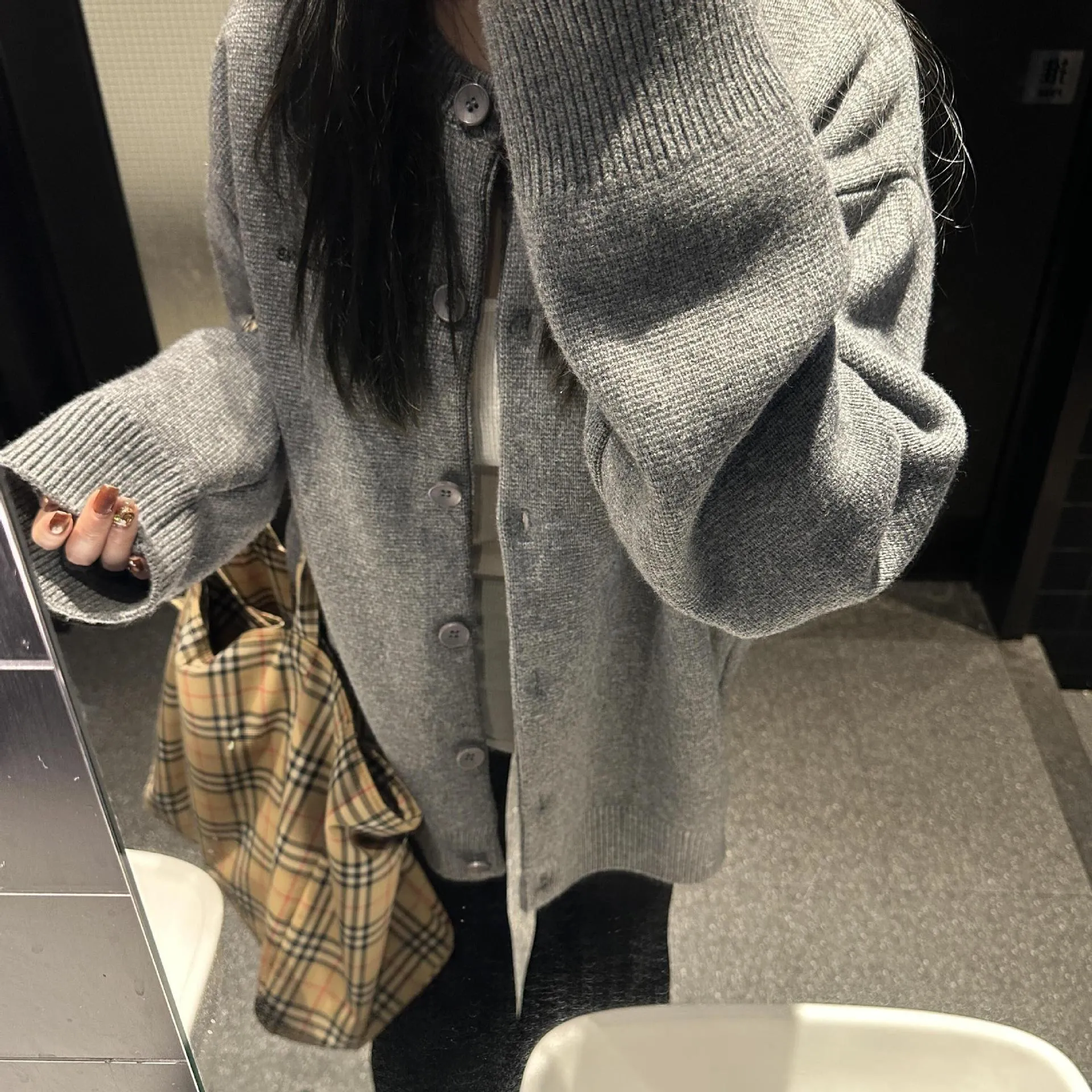 Aiertu trending fall outfits Gray Lazy Sweater Coat Autumn and Winter Women's Early Autumn Chic Top Korean Style Sweater