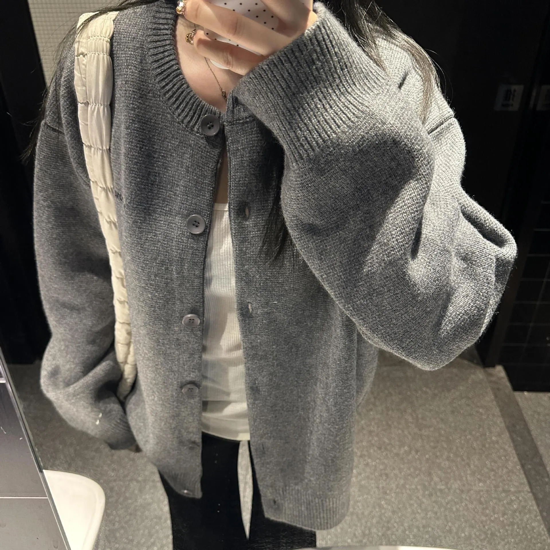 Aiertu trending fall outfits Gray Lazy Sweater Coat Autumn and Winter Women's Early Autumn Chic Top Korean Style Sweater