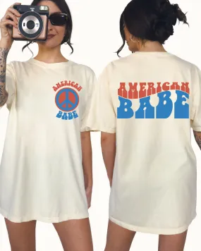 American Babe Comfort Colors® Shirt, Trendy 4th of July T-Shirt, Garment Dyed T-Shirt, Retro T-Shirt