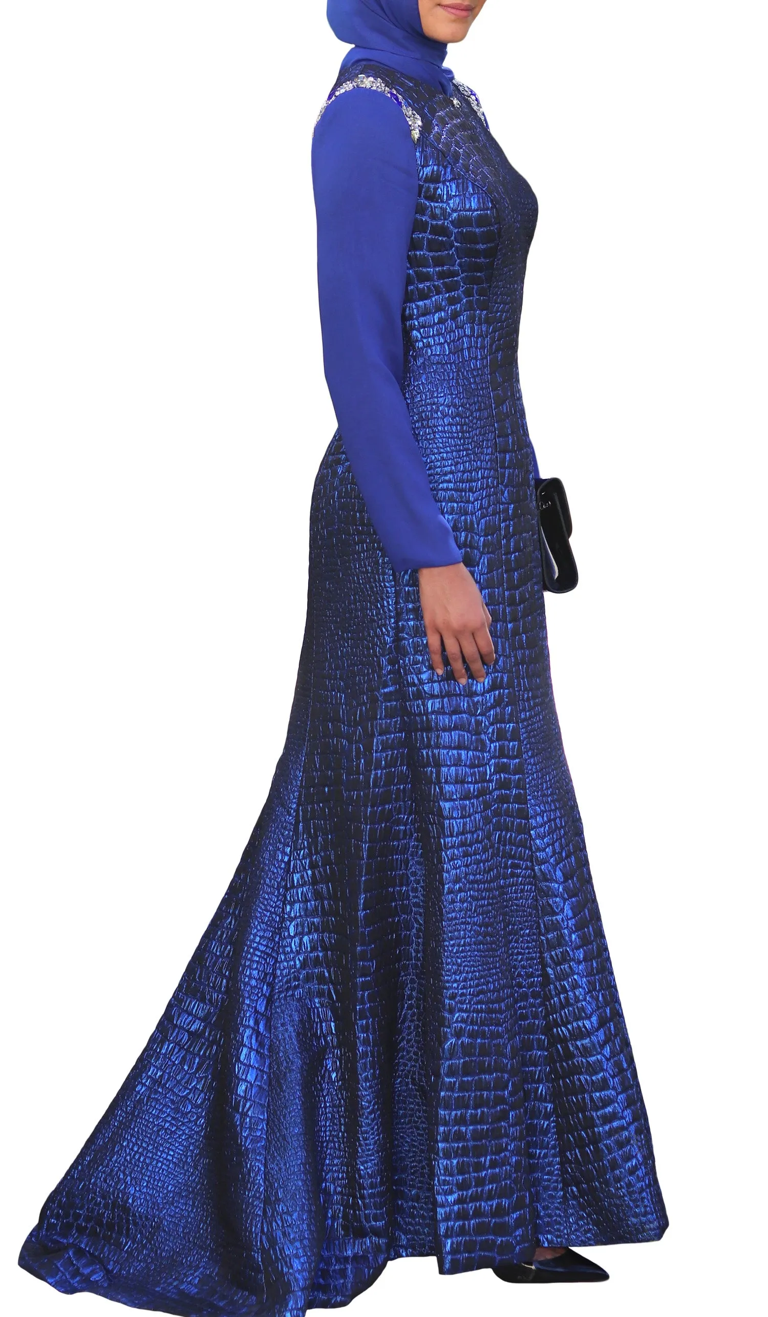 Amie Long Sleeve Modest Formal Muslim Evening Dress - Royal Blue - FINAL SALE