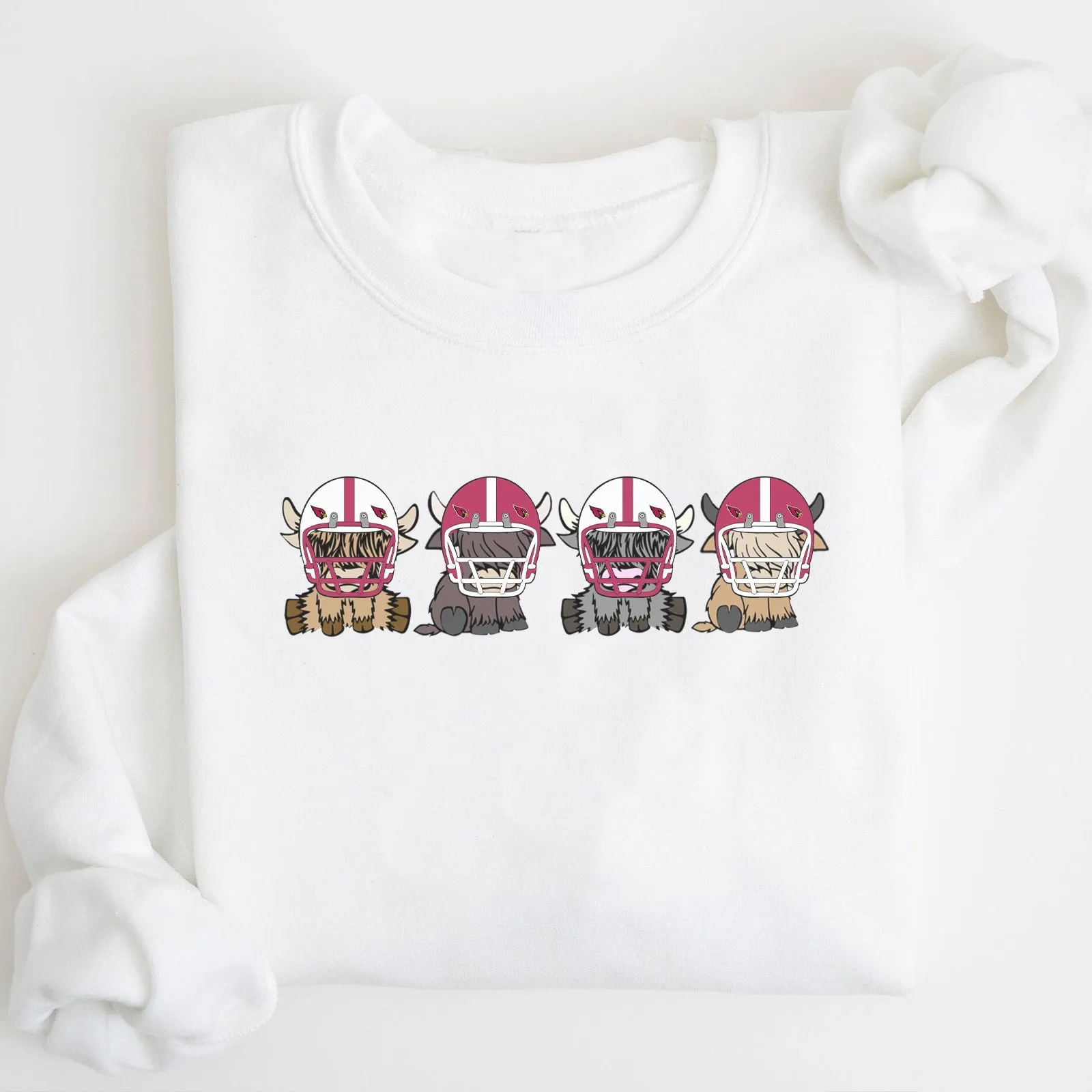 Arizona Cardinals Highland Cow Football Team Football Lovers Gift Unisex Crewneck Hoodie Sweatshirt