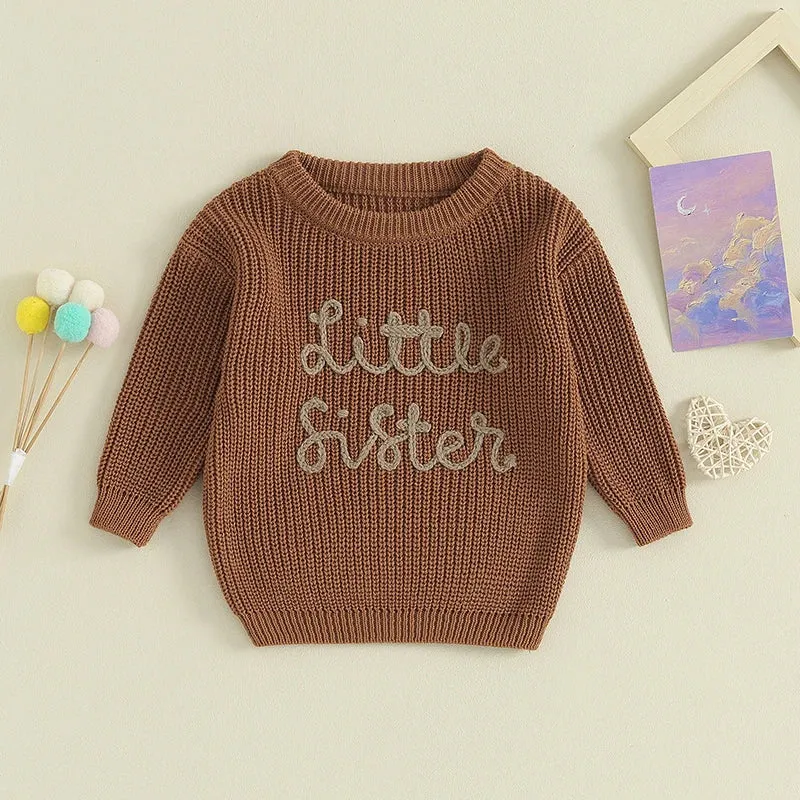 Baby Girls Deluxe Sweater - LITTLE SISTER - to 18M