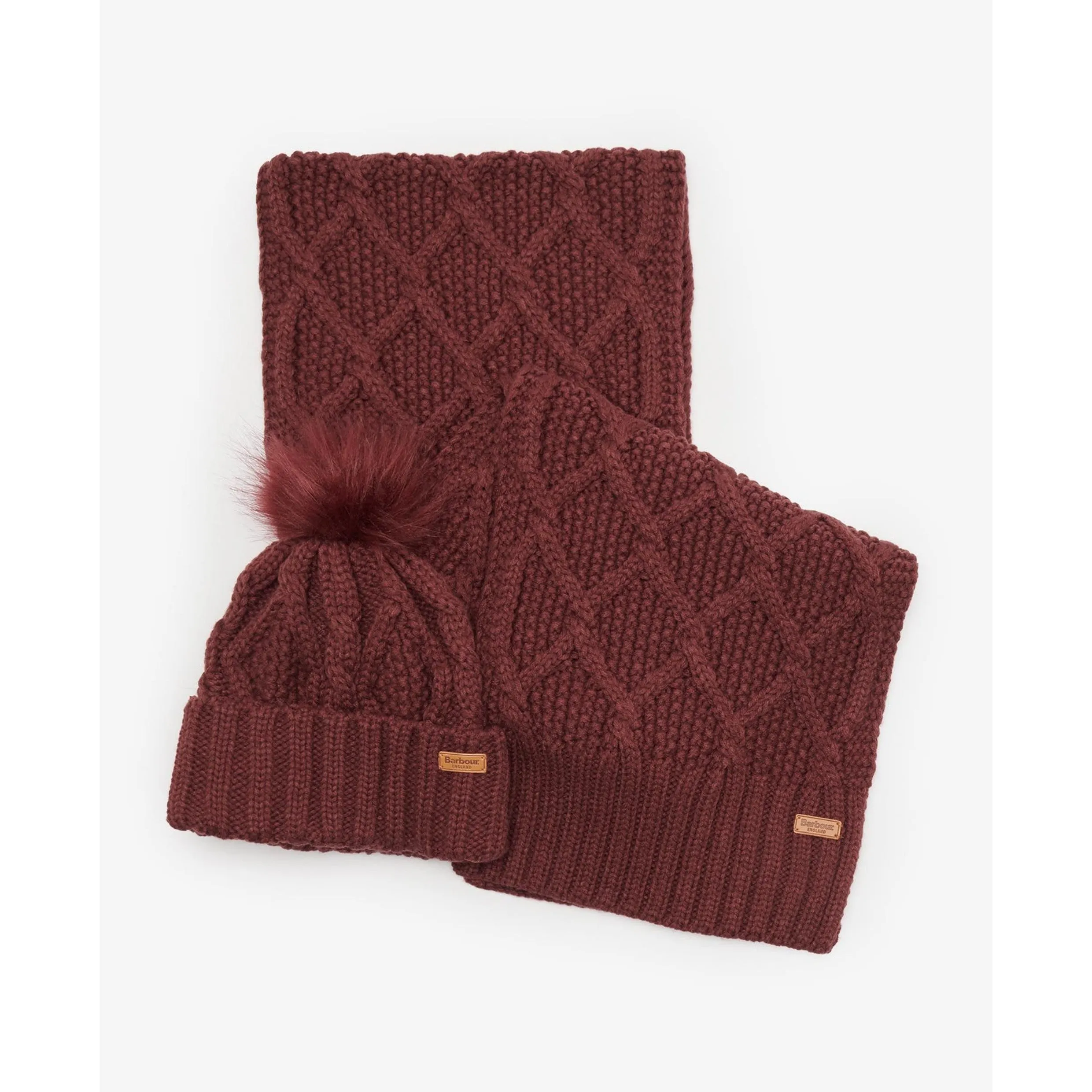 Barbour Ridley Beanie & Scarf Gift Set in Cabernet LGS0075PU51