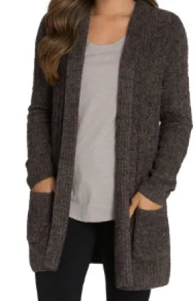 BAREFOOT DREAMS - Cozychic Lite Cable Cardi in Espresso/Cocoa