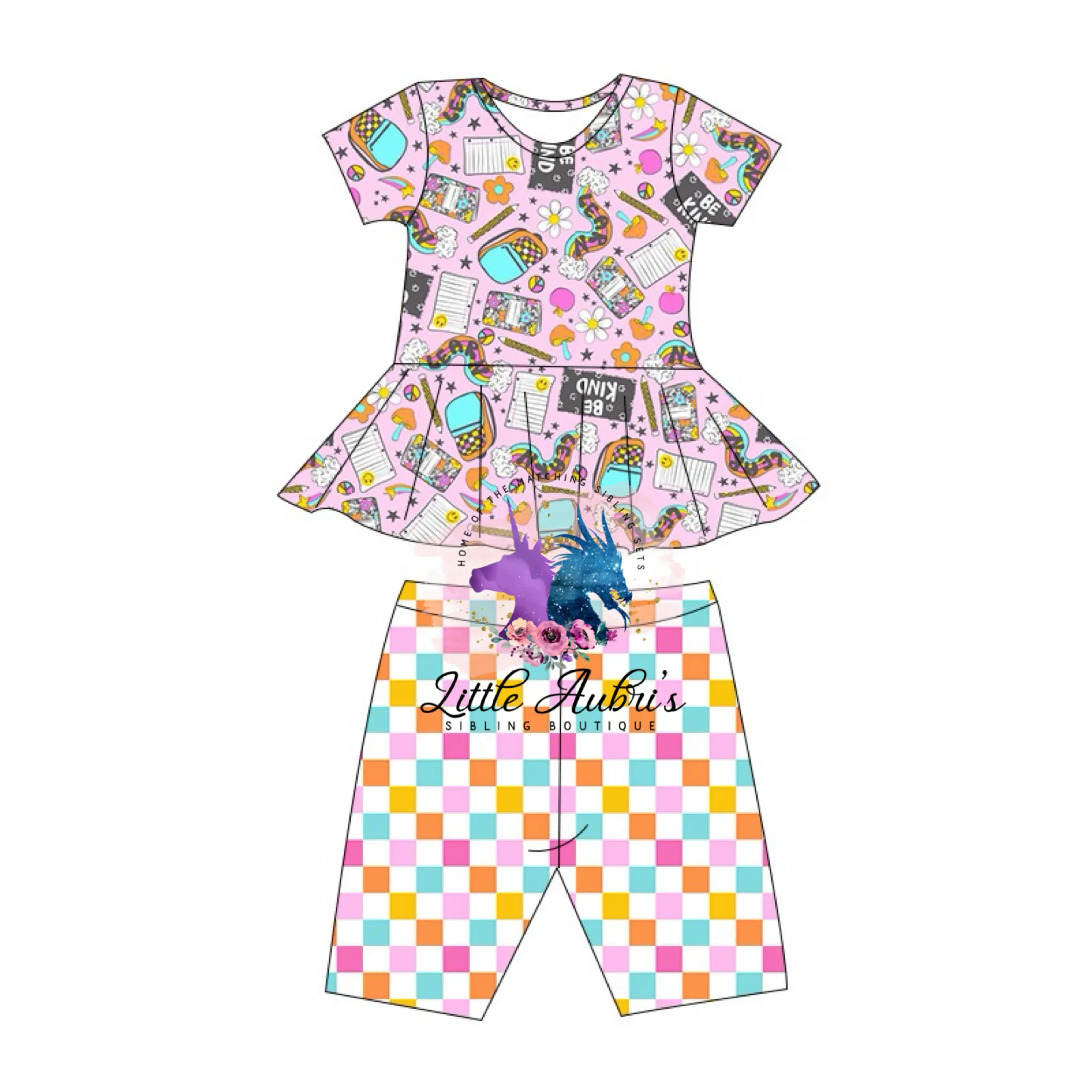 Be Kind School Peplum Biker Shorts Set