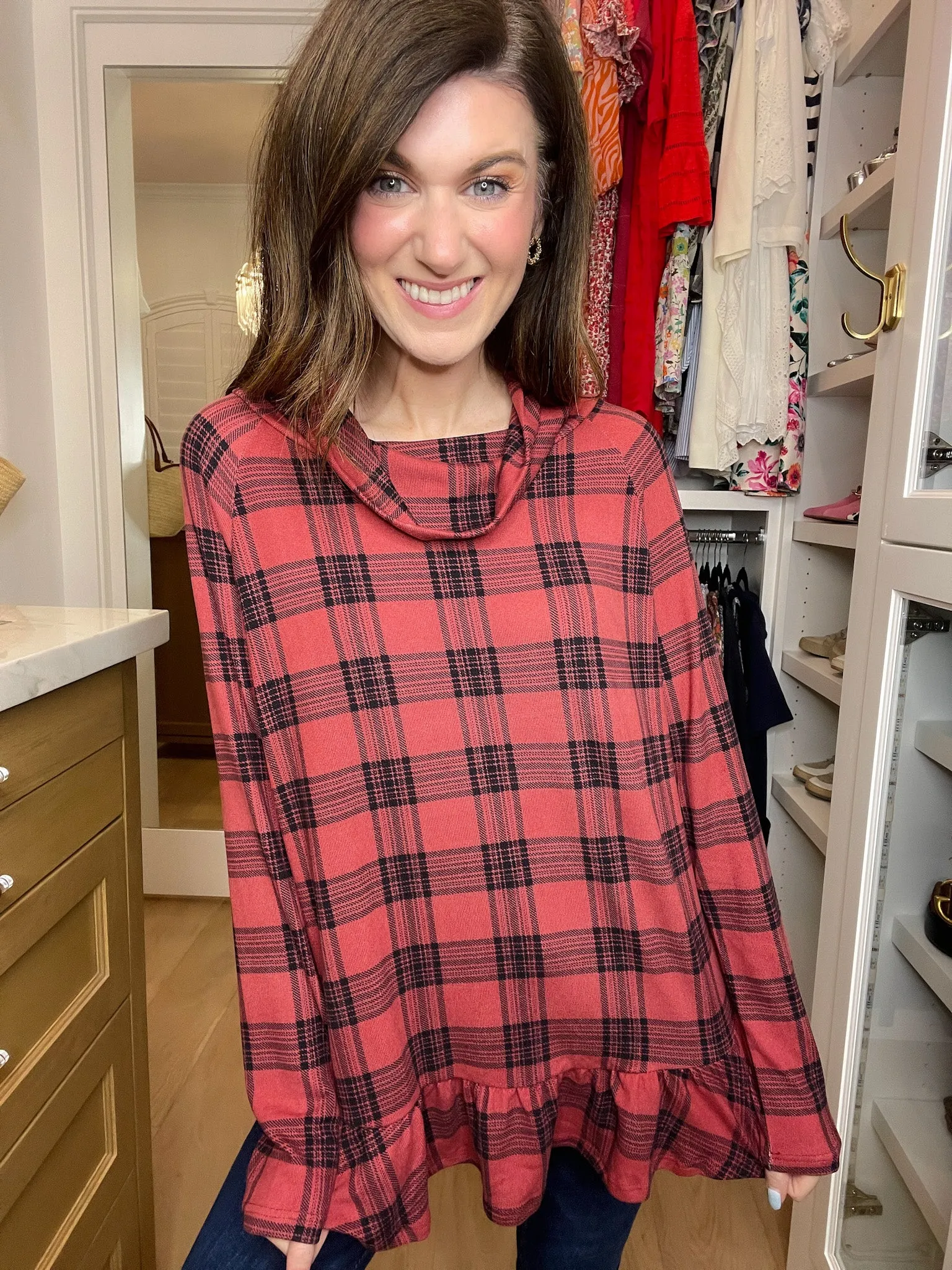 *BELLES & DOORBUSTER* Coffee Date Plaid Tunic