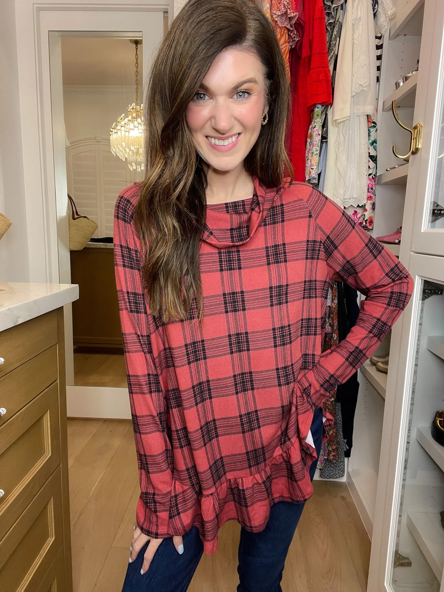 *BELLES & DOORBUSTER* Coffee Date Plaid Tunic