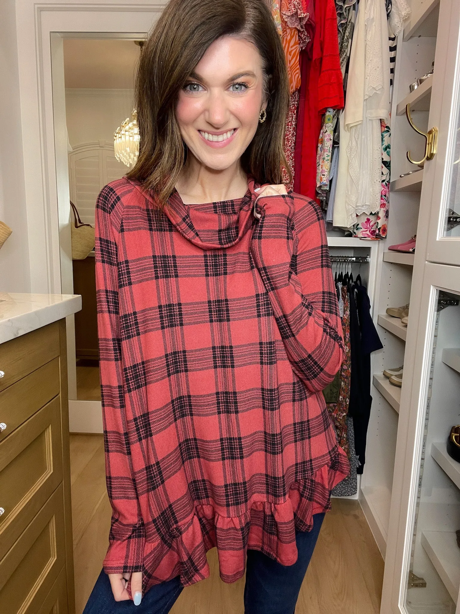 *BELLES & DOORBUSTER* Coffee Date Plaid Tunic