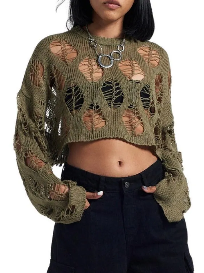 Big Cutout Loose Crop Sweater