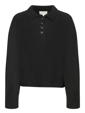 Black Cashmere Polo Sweater