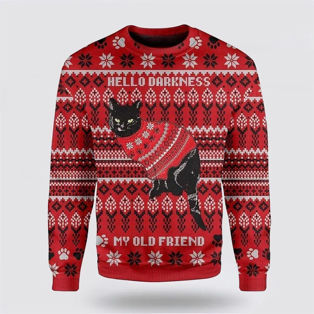 Black Cat Wear Red  Ugly Christmas Sweater For Men And Women, Best Gift For Christmas, Christmas Fashion Winter