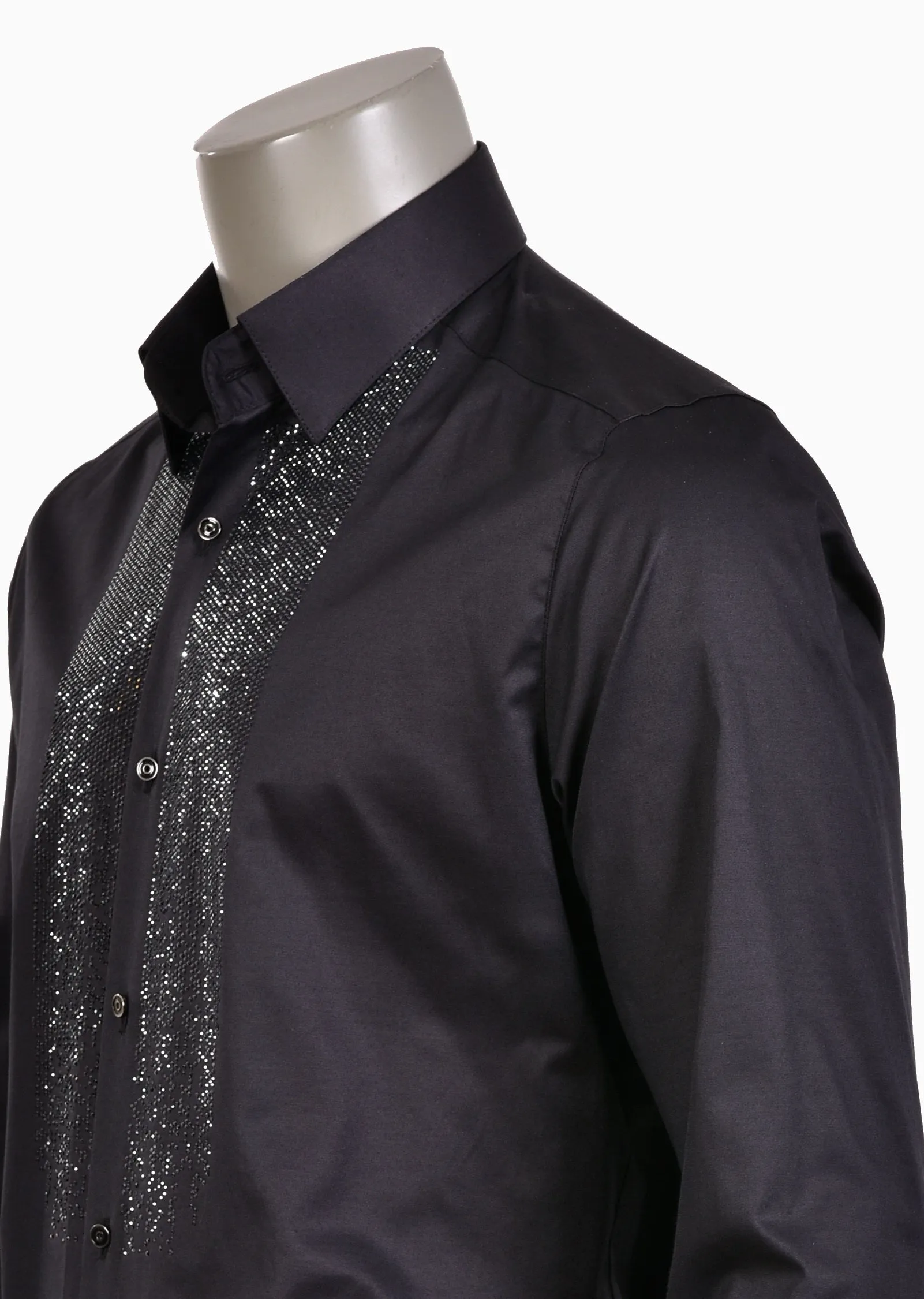 Black Front Panel Rhinestone Shirt