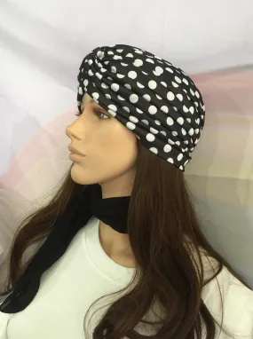 Black Polka Dot Turban