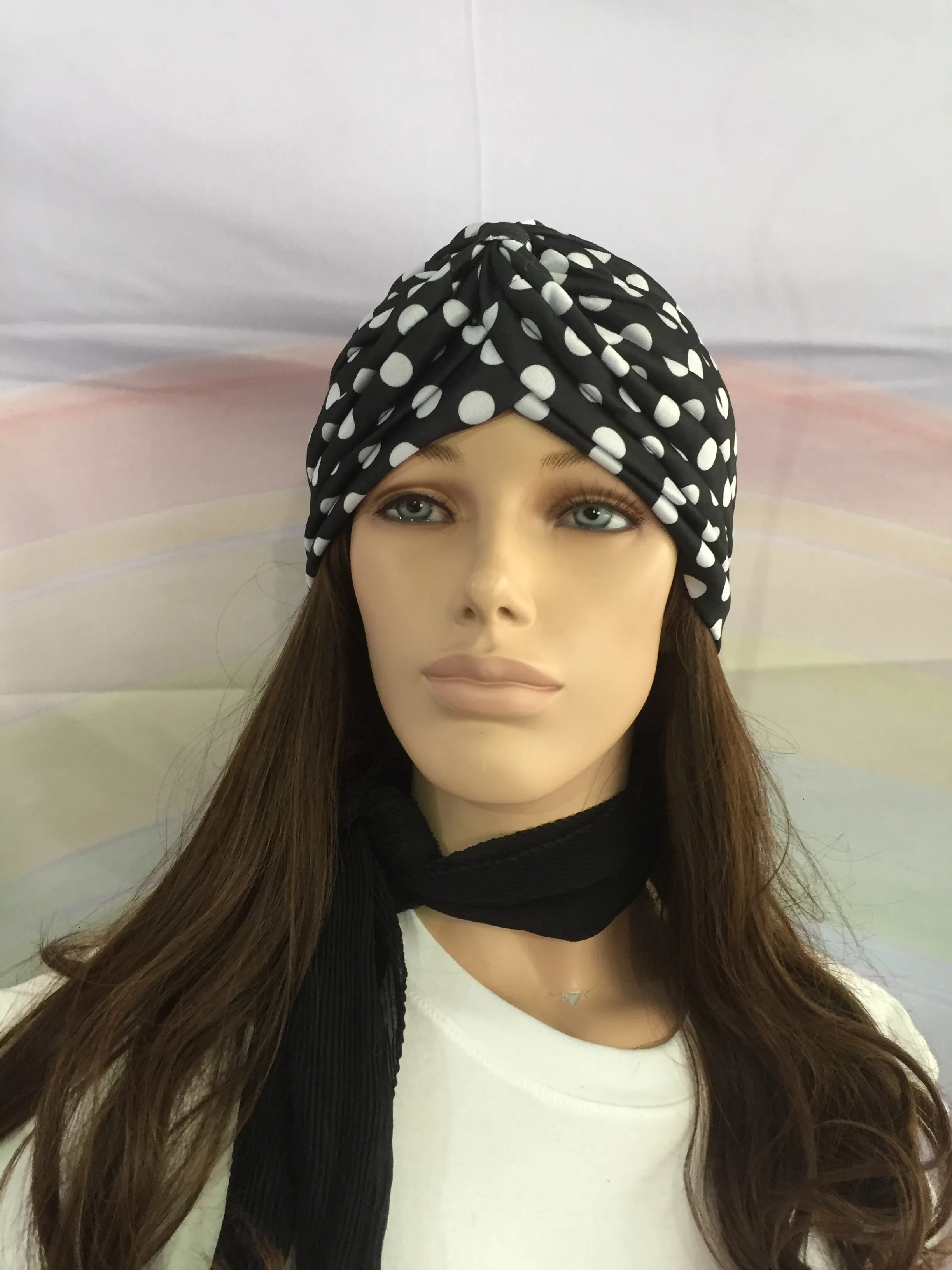 Black Polka Dot Turban