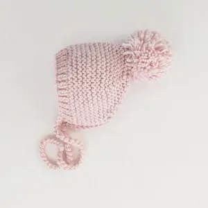 Blush Garter Stitch Knit Bonnet