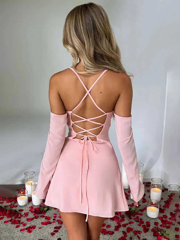 Bodycon Bandage Spaghetti Strap Spring Summer Backless Nightclub Sexy Party Mini Dress