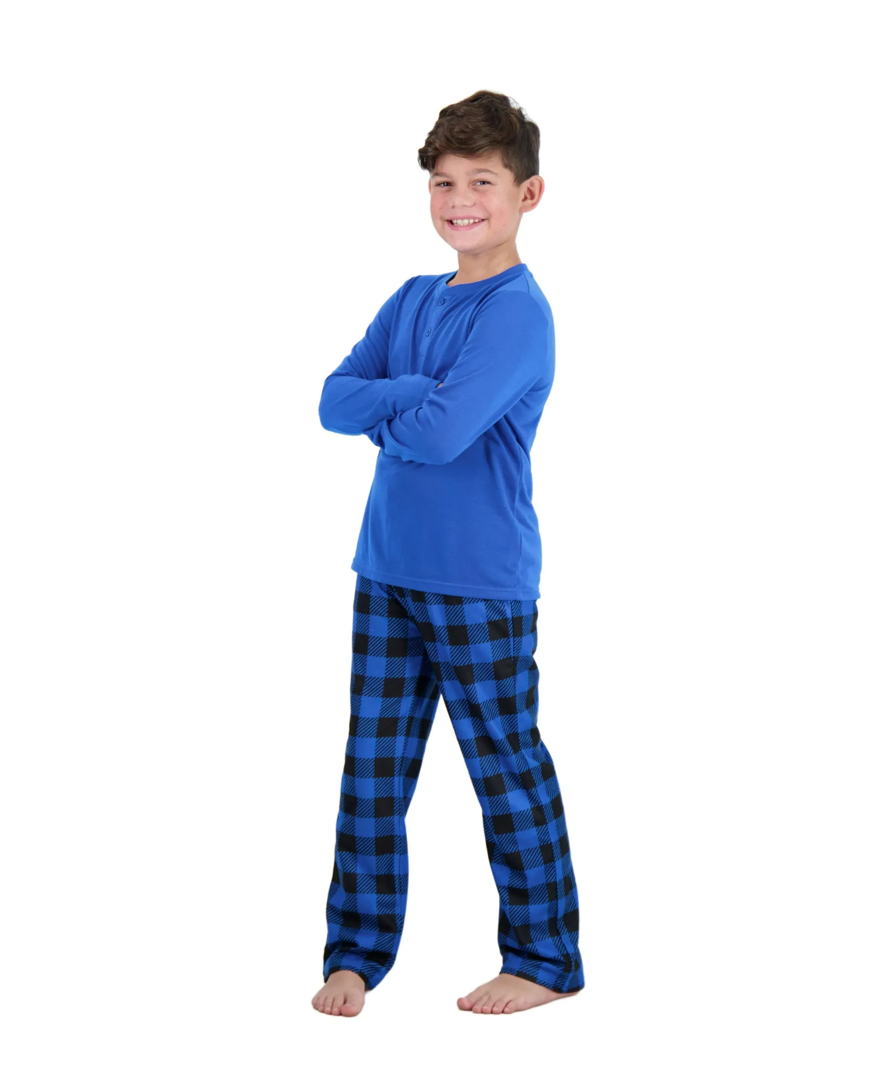 Boys 2-Piece Brushed Jersey Pajama Sets, Royal Blue & Black Pajama Sets for Boys