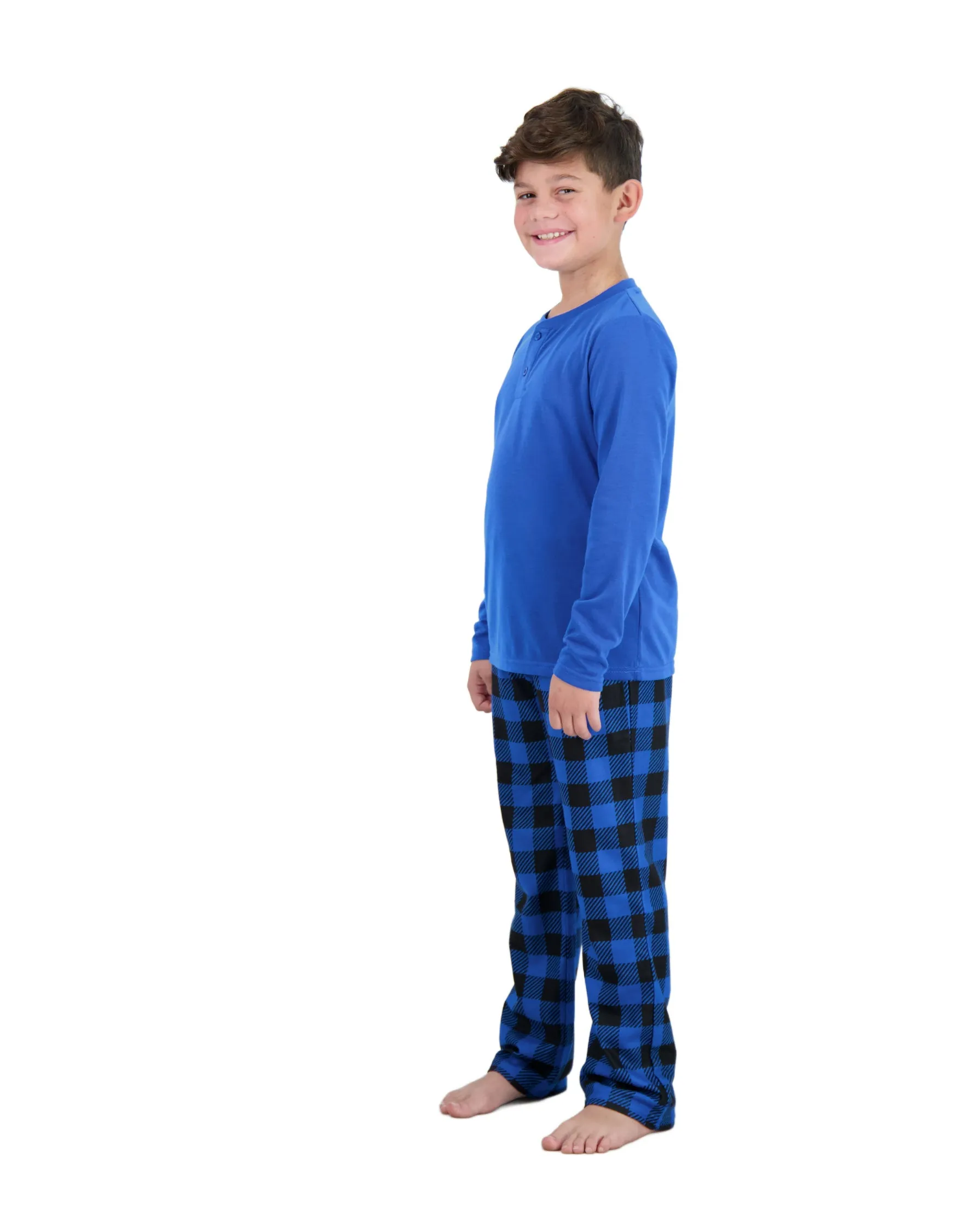 Boys 2-Piece Brushed Jersey Pajama Sets, Royal Blue & Black Pajama Sets for Boys