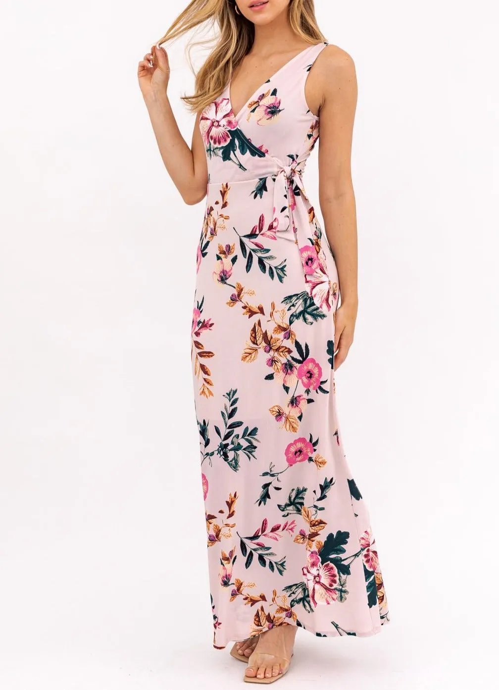 Brenda Floral Faux Wrap Maxi Dress