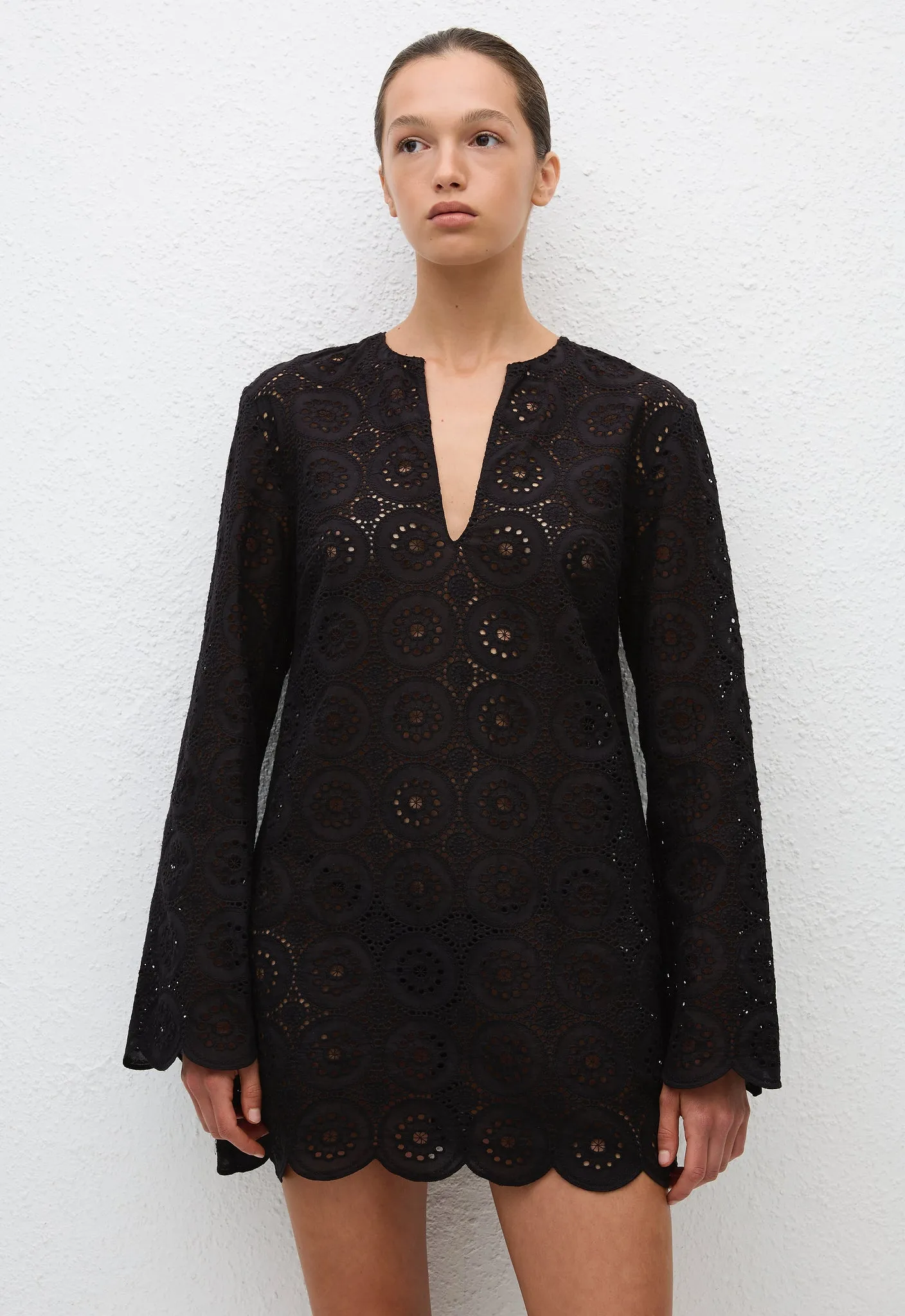 Broderie Tunic Dress - Black