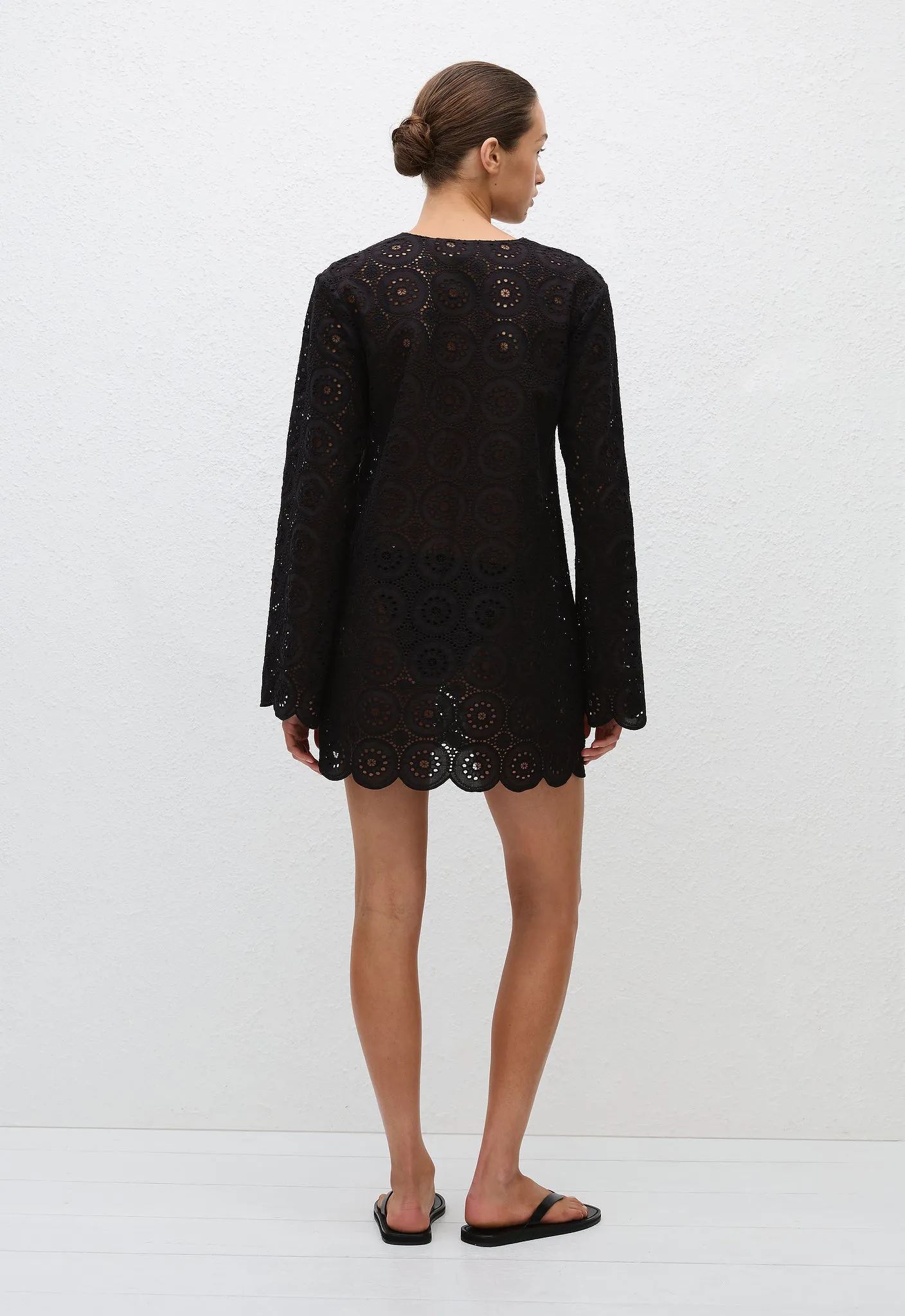 Broderie Tunic Dress - Black