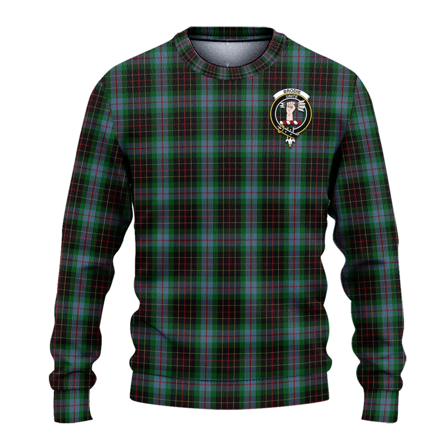 Brodie Hunting Tartan Ugly Sweater with Family Crest