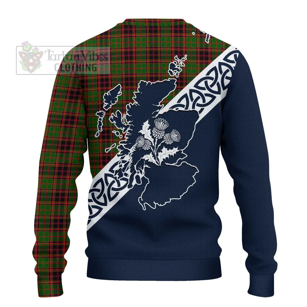 Buchan Tartan Ugly Sweater Featuring Thistle and Scotland Map