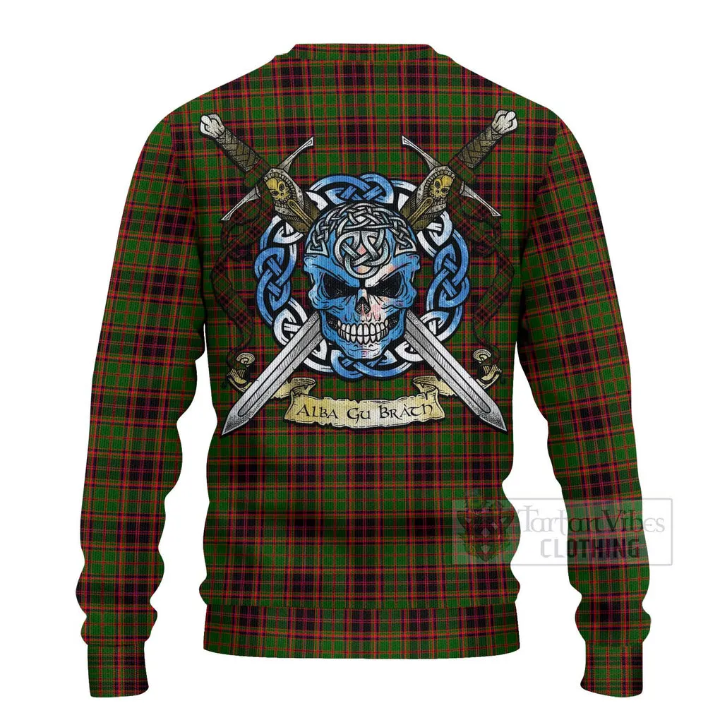 Buchan Tartan Ugly Sweater with Family Crest Celtic Skull Style