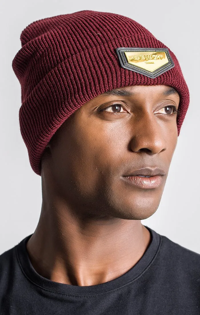 Burgundy Beanie With Gold GK Plaque