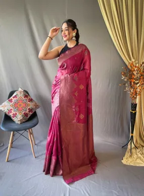 Burgundy Saree in Cotton Copper Floral