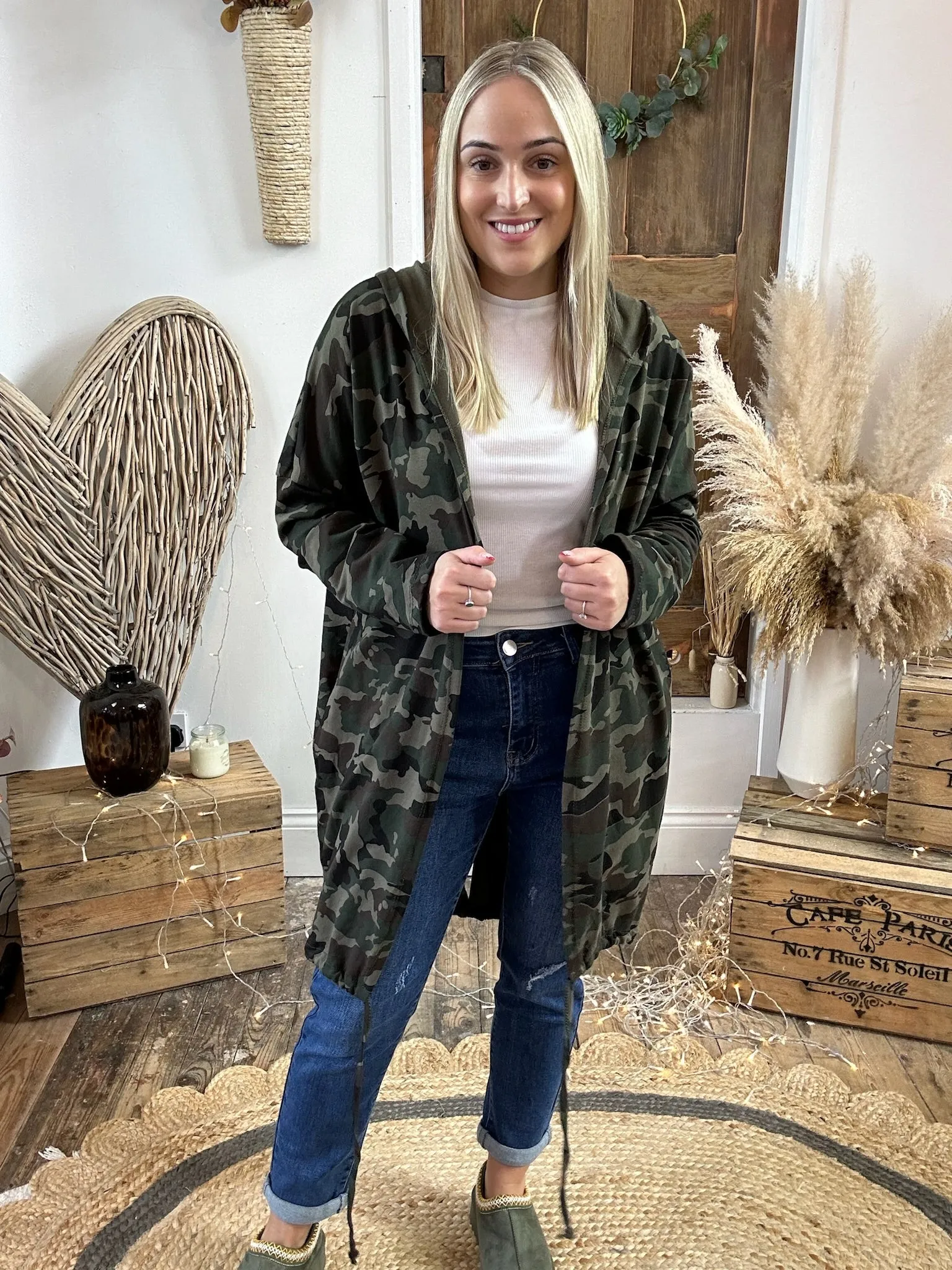 Camo Print Sequin Angel Wing Jacket