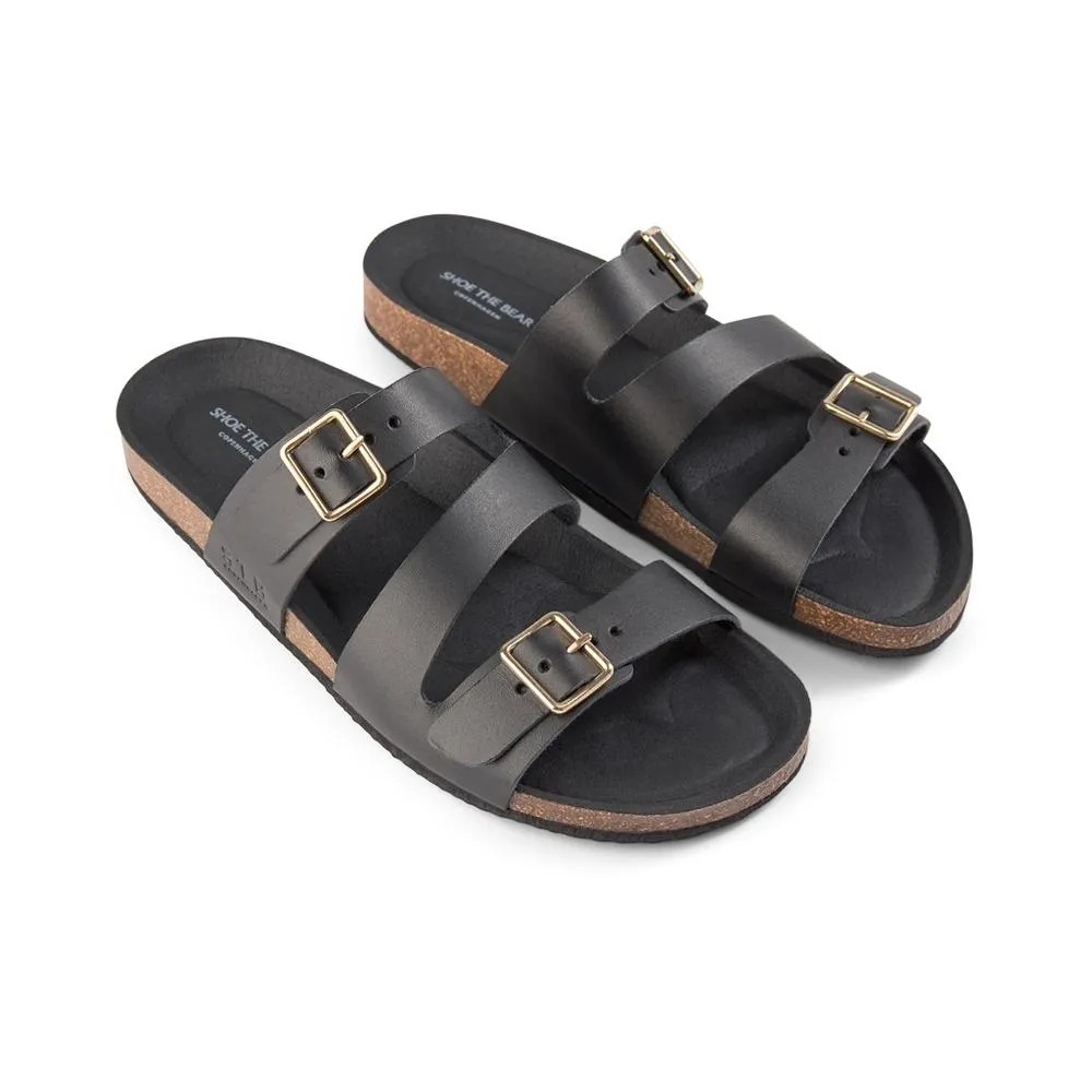 Cara Leather Slip-in Sandal - BLACK