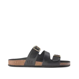 Cara Leather Slip-in Sandal - BLACK