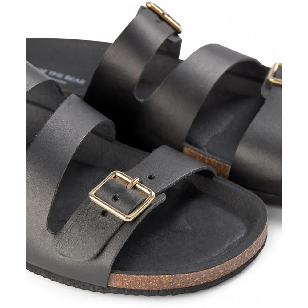 Cara Leather Slip-in Sandal - BLACK