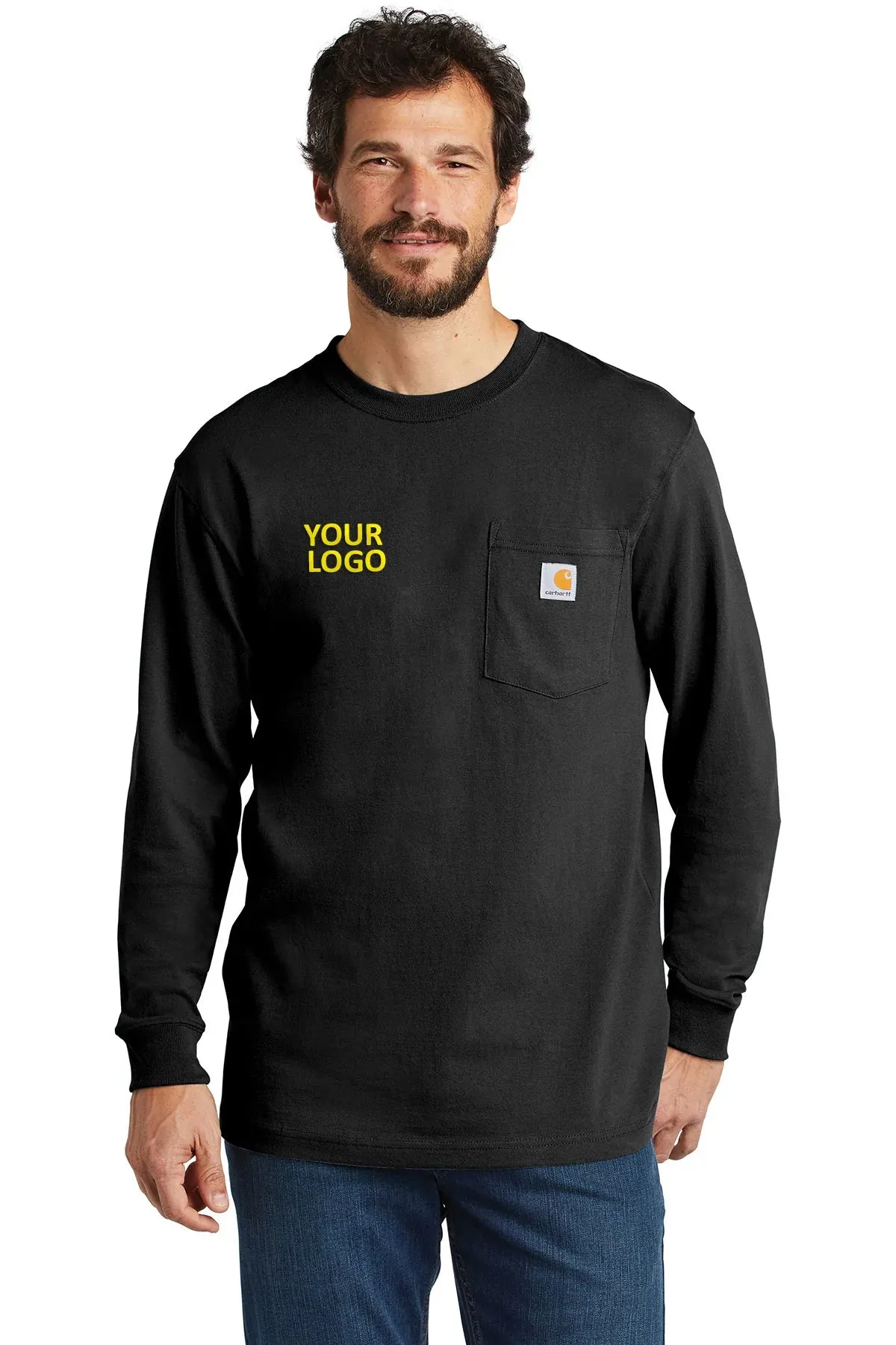 Carhartt Workwear Pocket Long Sleeve Custom T-Shirts, Black