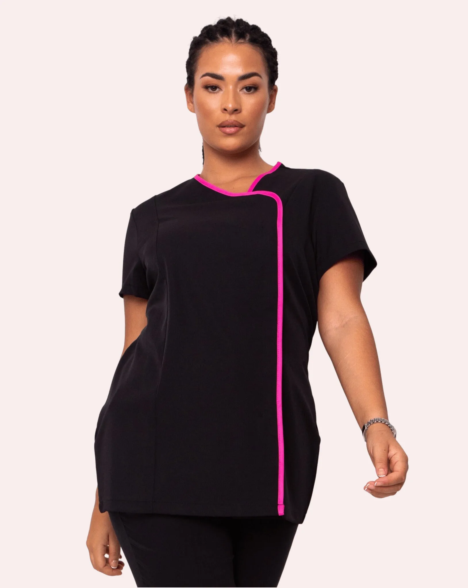 Charm Asymmetric Tunic - Black / Hot Pink